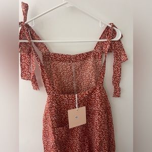 Kittenish red summer jumpsuit/overalls, Medium